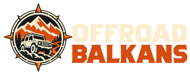Offroad Balkans — mountain and 4x4 emblem